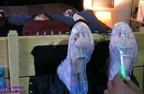 StuckInTheStocks – Athena’s Toes Locked In The Tickle Shoes!